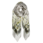 Seidentuch Ausbrenner, Damentuch Seide, 105x105cm, weiß, braun